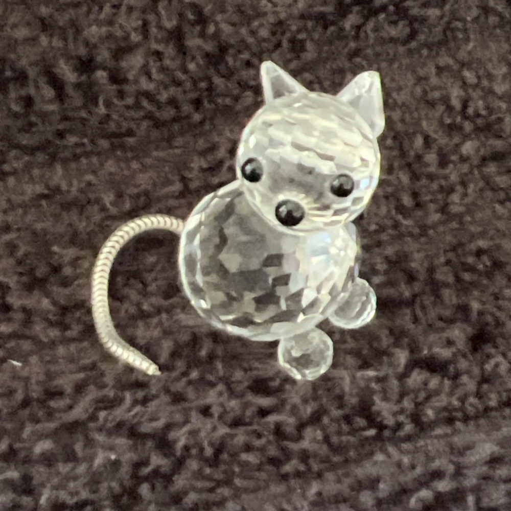 Swarovski Crystal Cat Kitty Charm Figurine Flowing Wire Tail RETIRED